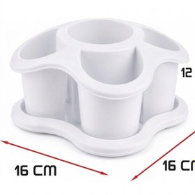 Resim Mutfak Tezgah Üstü Kaşıklık Ve Düzenleyici 5 Bölmeli Çok Amaçlı Plastik Organizer Papatya 16x16cm Beyaz 