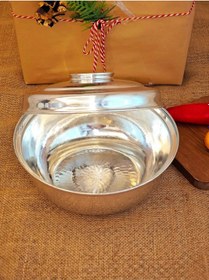 Resim Tamamı El İşçiliği İç-dış Kalaylı Bakır Helvane Tencere. 26 Cm Çap, Yüksek Isı İletkenliği İle Profe Gümüş 