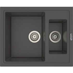 Resim Polex Cristalüx Granit Evye P-04 Antrasit 1.5 Gözlü Tezgah Altı Ve Tezgah Üstü Kare Mutfak Evyesi 59.5x49 CM 