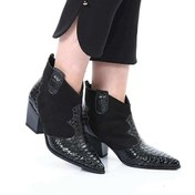 Resim Kroko Baskılı Western Kadın Siyah Bot 037-13 CassidoShoes