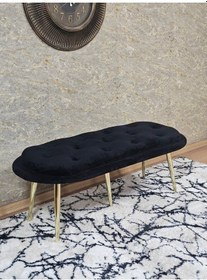 Resim Zafir Ufo Oturak Bench - Gold Kaplama Sivriltme Ayak - Oturak - Bench - Puf - Yatak Ucu Pufu Siyah 