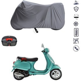 Resim Vespa LX 125 3V ie Arka Çanta Uyumlu Motosiklet Branda Su Geçirmez Motor Branda 