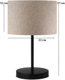 Resim Bohhem Neva Siyah Metal Ayaklı Modern Abajur Silindir Kumbeji Kumaş Başlık NoColor 
