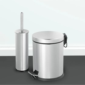 Resim 5 Litre Banyo Seti 2'li Pedallı Çöp Kovası Wc Klozet Tuvalet Fırça Seti Banyo Çöp Kovası 
