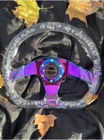 Resim LIGHTNIX Şeffaf Epoksi Momo Direksiyon 35 cm – Kabarcıklı Beyaz, A+ Kalite Spor & Drift Direksiyon Simidi 