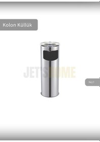 Resim Jet's Home Kolon Küllük Paslanmaz Dış Mekan Sigaralık Lüks Ayaklı Küllük No:1 Çöp Kovası Kutusu Gri 