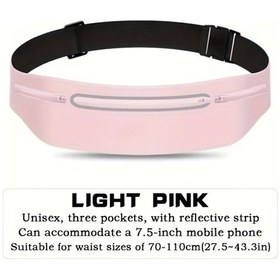 Resim Fochsia Ultra İnce Koşu Kemeri: 3 Cep 7.5 İnç Telefon, 50 Cm Ayarlanabilir Askı, Açık Pembe Açık Pembe 