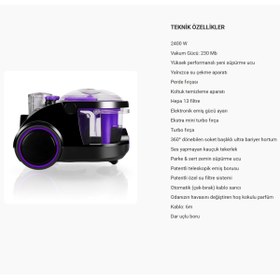 Resim Arnica 2400w Yüksek Çekim Gücü Hepa13+ Su Filitreli Antialerjik Toz Vermez Sulu Elektrik Süpürge 