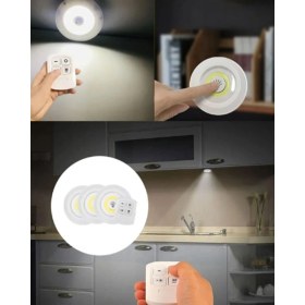 Resim Aesco 3 Lü Pilli Kablosuz LED Spot Lamba Seti Kumandalı Kolay Montaj Aydınlatma - Lisinya 