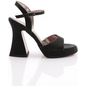 Resim Dgn 3007 Kadın Kalin Topuklu Abiye Ayakkabi Siyah Kroko 