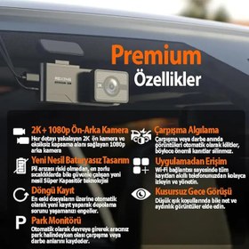 Resim Rexing C2 2K+1080P WiFi Araç Kamerası + 32GB SD Kart 