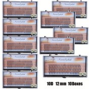 Resim 10 Kutu 10D Sahte Kirpik 0.10mm D Kıvrımlı 8-14mm Karışık Doğal Kirpik Uzatma, Faux Mink Kirpik 60 Küme/1 Kutu Bireysel Kirpik Kümesi 