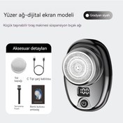 Resim Yeni Mini Erkek Tıraş Makinesi Ev Seyahat Mini Sakal Bıçağı Şarj Taşınabilir Elektrikli Tıraş Makinesi 2202 Gradyan Siyah Yüzen Bıçak Ağı 27 Yaprak Başı 