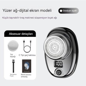 Resim Yeni Mini Erkek Tıraş Makinesi Ev Seyahat Mini Sakal Bıçağı Şarj Taşınabilir Elektrikli Tıraş Makinesi 2202 Gradyan Siyah Yüzen Bıçak Ağı 27 Yaprak Başı 
