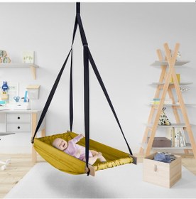 Resim Bundera Flow Sarı Ahşap Yaylı Zıpzıp Hamak Beşik Hoppala 