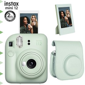 Resim Fujifilm Instax Mini 12 Pembe Şipşak Fotoğraf Makinesi - Çerçeve ve Deri Kılıf Seti 