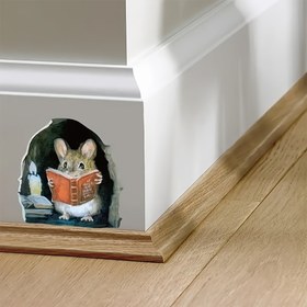 Resim 1 adet Gerçekçi Fare Deliği Duvar Stickerı - Oturma Odası & Köşe Merdivenleri için Eğlenceli Hayvan Baskılı PVC Vinil Sticker, Kolay Uygulanır & Çıkarılır 