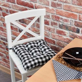 Resim Nuvomon Büyük Kareli Sandalye Minderi - Gri - 40x40 cm 