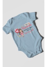 Resim Morivokids Teyzeye Özel Kısa Kollu Bebek Body %100 Pamuk Zbn89-kk Bebe Mavisi 