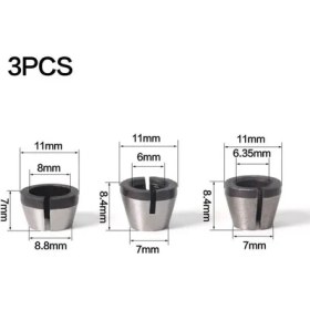 Resim Liyao 3 Adet Set 1 Adet/3 Adet 6mm 6.35MM 8mm Collet Chuck Yüksek Hassasiyetli Adaptör Gravür Kırpma Makinesi Elektrikli Freze Makinesi (Yurt Dışından) 