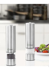 Resim 2li Set Kiwi Kspg 4806 Pilli-led Işıklı Otomatik Tuz-karabiber Değirmeni 2li Set Gri 