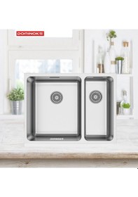 Resim Dominoks Biga 58 1.5 Göz Polisajlı Tezgah Altı Krom Evye Sağ 