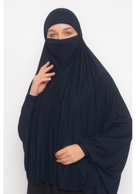 Resim Altobeh Kollu Sufle Çarşaf Üstü Peçeli Pratik Tesettür Hijab - Nikaplı Namaz Örtüsü - Lacivert 