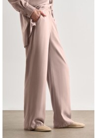 Resim Mizalle Bej Rengi Kemerli Rahat Kesim Modal Pantolon Bej 