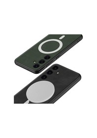 Resim Galaxy Uyumlu S24 Kılıf Magsafe Şarj Özellikli Deri Tasarımlı Silikon 