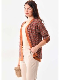 Resim Sistas Kadın Desenli Kol Detaylı Ceket 23959 Camel 