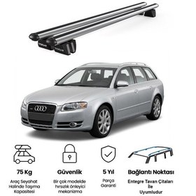 Resim Pençe Audi A4 Avant 2001-2008 Uyumlu Gri Ara Atkı Port Bagaj Tavan Barı 