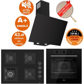 Resim Ferre FlowArt&SilentArt SOON Sessiz Siyah Ankastre Set ( D077-SA + QBL62CS + SC405-WFA Wok ) 