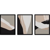 Resim Minimalist Soyut Üçlü Çerçeveli Cam Tablo Seti-173381 