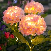 Resim 1 adet Pembe Hortensia Güneş Bahçe Işıkları - Su Geçirmez LED Dış Mekan Dekoru, 600mAh Ni-MH Pil ile, Bahçe, Veranda, Yolu ve Çim için Enerji Tasarruflu Aydınlatma, Bahçe Güneş Işıkları 