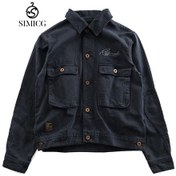 Resim Erkekler İçin Günlük Kot Ceket Koyu Mavi 