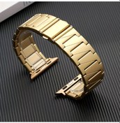 Resim Sunshine022 Apple İwatch 3/4/5/6/7/8/se 38 40 41mm Altın Renk Metal Kasa Kayışlı Spor Bileklik 