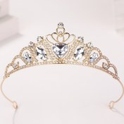 Resim Kalp Şeklinde Merkez ve Kemerli - Vurgulu Bantlı Zarif Taşlarla Süslenmiş Tacı Prenses Baş Aksesuarı, Düğünler için Mükemmel: Rahat & Dayanıklı İzgara Alaşım 