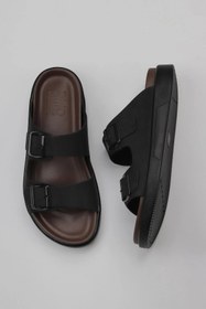 Resim Bueno Shoes Siyah Nubuk Deri Erkek Düz Terlik 11t23348 