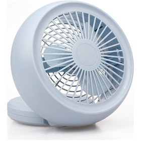 Resim Mini Masa Vantilatörü, Pil İle Çalışan Vantilatör, Küçük Vantilatör Açık Mavi, 