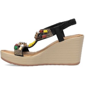 Resim Guja 25y155-1 Kadın Taşlı Dolgu Topuk Sandalet Siyah Siyah 