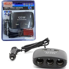 Resim Carub Çakmak Soketi 3 + 2 Usb 