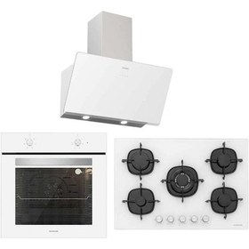 Resim Silverline BO6501W01 - CS5365W01 - 3457 Soho 80 Beyaz Cam Ankastre Set 