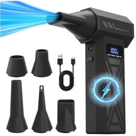 Resim Willowhaven Siyah P70 Taşınabilir Elektrikli Kompresör 5 Nozul Dijital Ekran Led Aydınlatma Turbojet Fan 