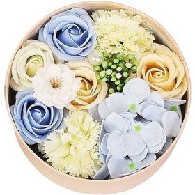 Resim Tongxida Romantik Sabun Gülü Hediye Seti - Mavi Renk, Kişiye Özel Kartlı 