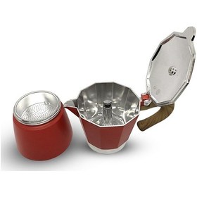 Resim Horecamark Aluminyum Moka Pot 6 Kupa Kırmızı 6 Cups Moka Pot 