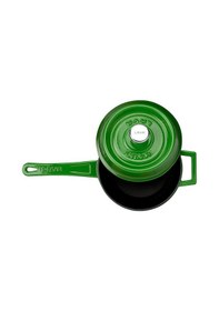 Resim Lava Döküm Yuvarlak Sos Tenceresi Metal Saplı Çap(Ø18 cm Yeşil 