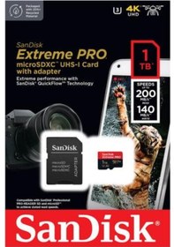 Resim Sandısk Extreme Pro SDSQXCD-1T00 1 TB Micro SD Hafıza Kartı 