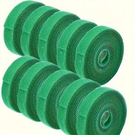 Resim 10 Adet Yeşil Naylon Bitki Bağları - Yeniden Kullanılabilir & Ayarlanabilir Çiçek Sarar, Etkili Büyüme, Güçlü Tutuş, 100.08cm Rulo 