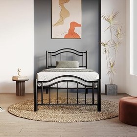 Resim Belinay Ferforje Siyah Metal Karyola (90x200) 