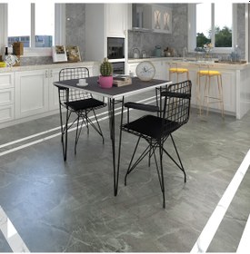 Resim Knsz masa sandalye takımı hem75mazlum grisyh 060*060 klç 2 sandalye syhsyh kolçaklı 